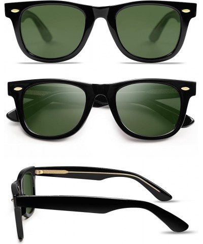 Trendy Square Sunglasses for Men Womens Retro Classic Sun Glasses VL9766 Black/Green $7.64 Square