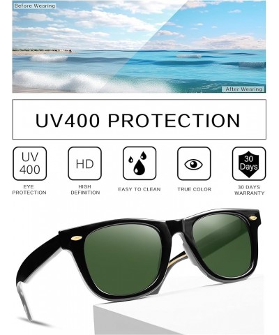 Trendy Square Sunglasses for Men Womens Retro Classic Sun Glasses VL9766 Black/Green $7.64 Square