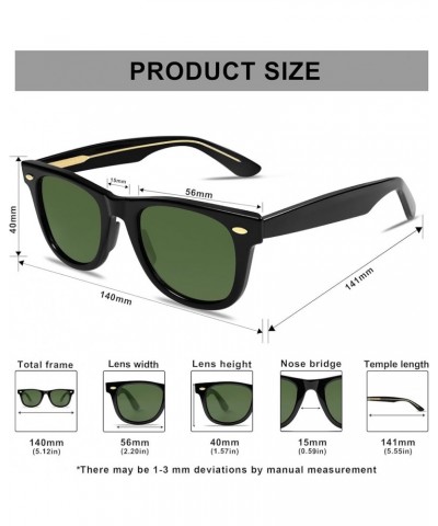 Trendy Square Sunglasses for Men Womens Retro Classic Sun Glasses VL9766 Black/Green $7.64 Square