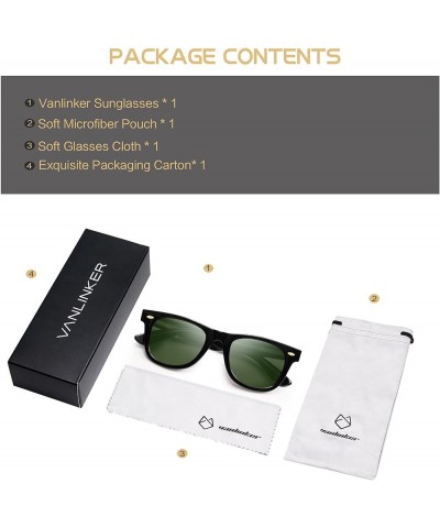 Trendy Square Sunglasses for Men Womens Retro Classic Sun Glasses VL9766 Black/Green $7.64 Square