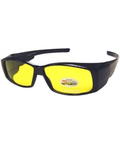 Polarized Fit Over Wear Over Glasses Sunglasses Men and Womens Rectangular Frame Black Yellow $8.24 Wayfarer