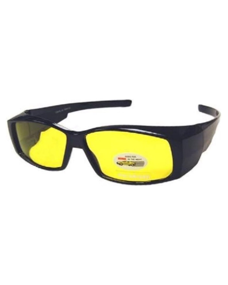 Polarized Fit Over Wear Over Glasses Sunglasses Men and Womens Rectangular Frame Black Yellow $8.24 Wayfarer