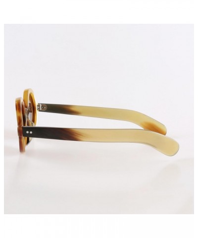 Sunglasses For Men Women Round Unique Polarized Handmade Natural Horn Sunglass Luxury Classic Striped Eyewear Honey Black Hor...