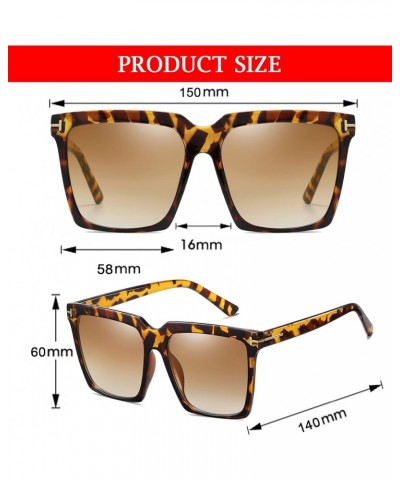 Oversized Square sunglasses for Women Men Black Big Frame Shades Outdoor Sun Glasses UV400 Protection A3 Leopard/Brown Gradie...