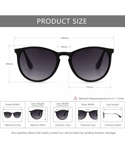 Vintage Round Sunglasses for Women Men Classic Retro Designer Style 3 Pack (Polarized): Matte Amber/Brown Gradient+matte Blac...