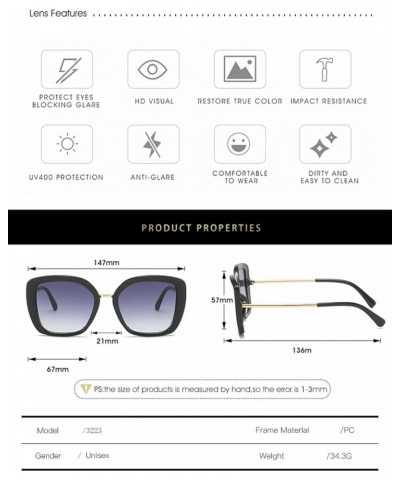 Square Large Frame Men And Women Sunglasses Outdoor vacation fashion decoration Sunglasses 7 $17.30 Designer