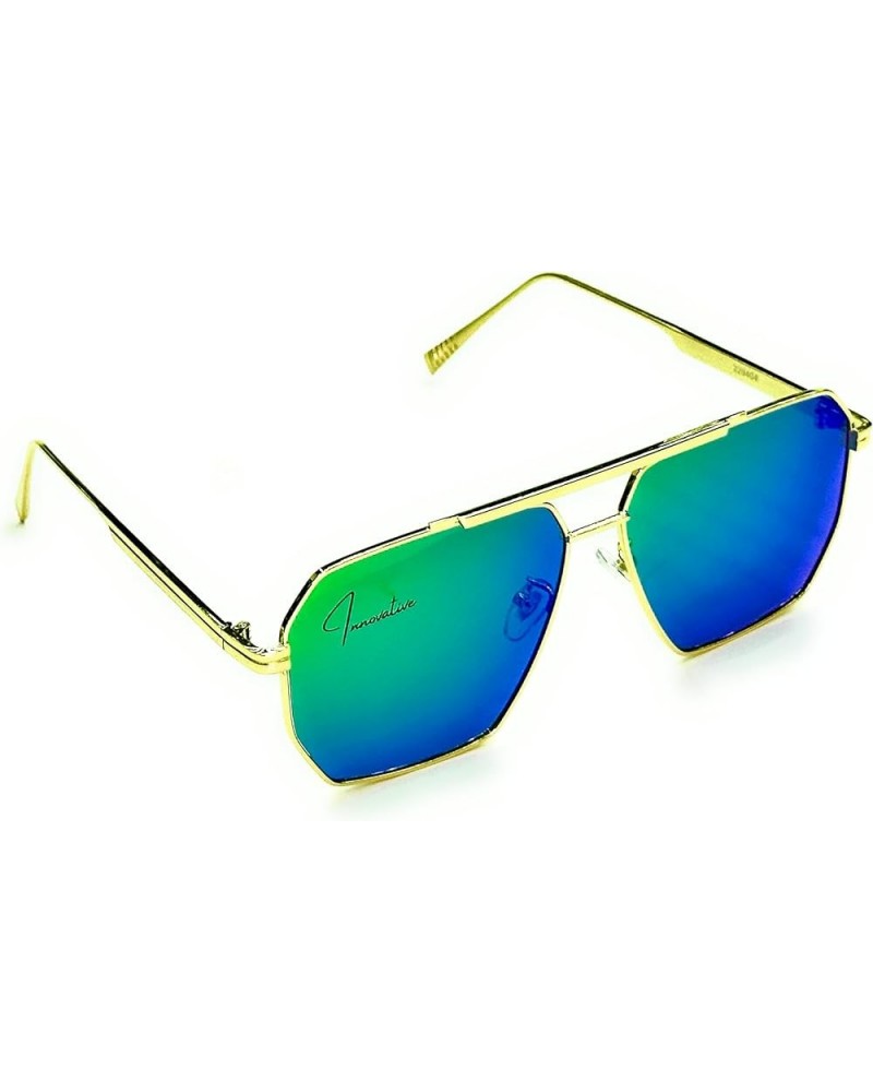 New Oversized Polarized Aviator Hexagon Sunglasses for Women Men Vintage Shades UV400 Classic Large Metal Gold/Blue $11.78 Av...