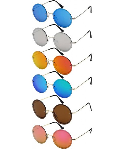 New Round Circle Sunglasses W/Flat Color Mirrored Lens 25109-FLREV Gold Red $9.25 Round