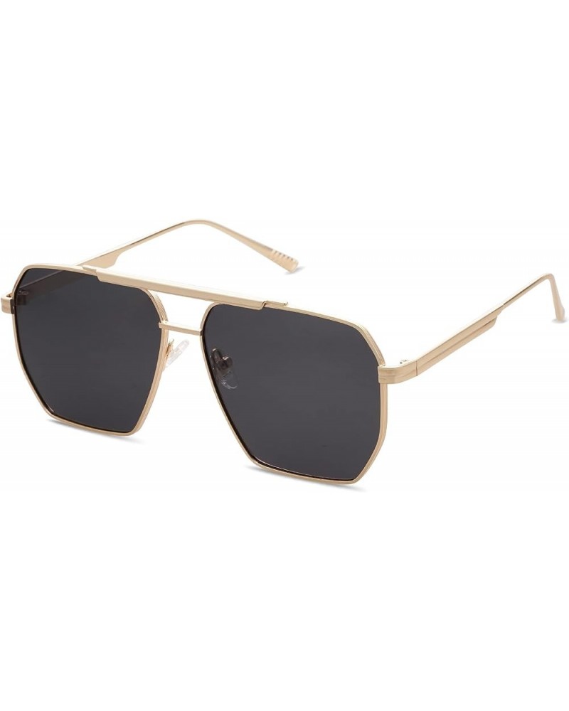 Retro Oversized Square Polarized Sunglasses for Women and Men Vintage Shades UV400 Classic Large Metal Sun Glasses Gold $9.23...