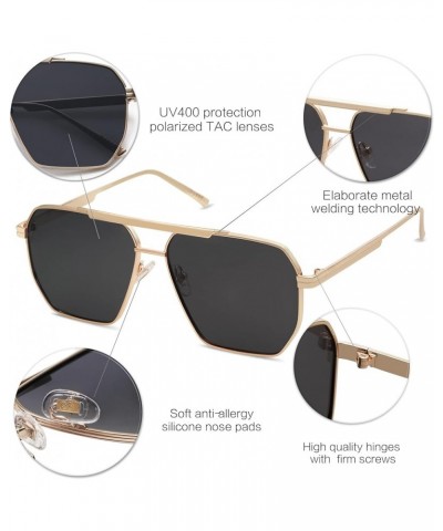 Retro Oversized Square Polarized Sunglasses for Women and Men Vintage Shades UV400 Classic Large Metal Sun Glasses Gold $9.23...