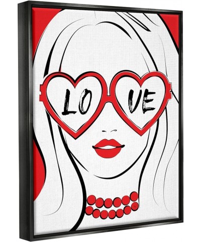 Fashionable Heart Sunglasses Love Design Trendy Woman Floating Framed Wall Art, Design by Martina Pavlova Black Floater Frame...