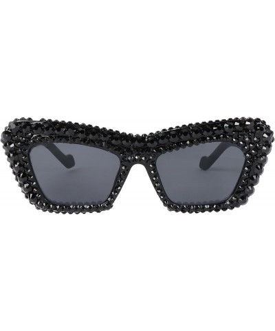 Sparkling Crystal Statement Oversized Bling Rhinestone Eyewear Sunglasses Black/Cateye/452bk $9.86 Shield