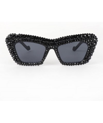 Sparkling Crystal Statement Oversized Bling Rhinestone Eyewear Sunglasses Black/Cateye/452bk $9.86 Shield