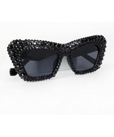 Sparkling Crystal Statement Oversized Bling Rhinestone Eyewear Sunglasses Black/Cateye/452bk $9.86 Shield