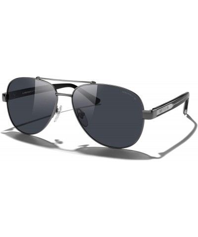 Aviator Sunglasses for Men Women Polarized Shades Acetate Temple S8528 Gray Frame/Black Lens/Black&sivler Temples $15.30 Desi...