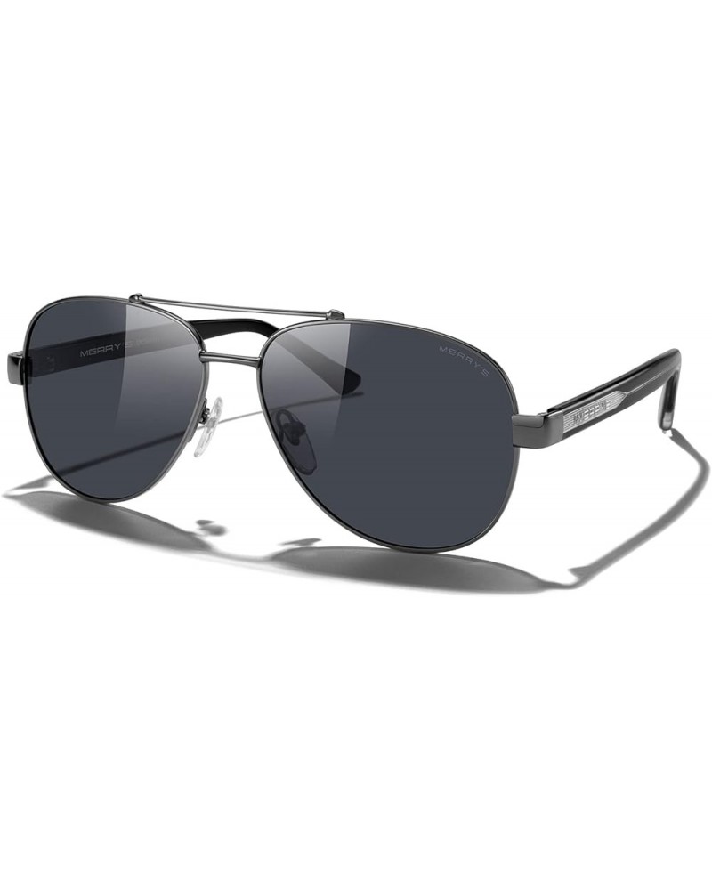 Aviator Sunglasses for Men Women Polarized Shades Acetate Temple S8528 Gray Frame/Black Lens/Black&sivler Temples $15.30 Desi...