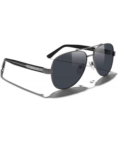 Aviator Sunglasses for Men Women Polarized Shades Acetate Temple S8528 Gray Frame/Black Lens/Black&sivler Temples $15.30 Desi...