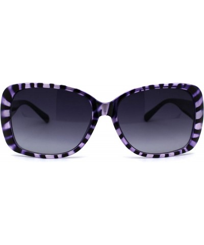 Womens Rectangular Iridescent Tiger Print Thick Plastic Butterfly Sunglasses Purple Tiger Smoke $8.82 Rectangular