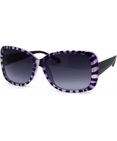 Womens Rectangular Iridescent Tiger Print Thick Plastic Butterfly Sunglasses Purple Tiger Smoke $8.82 Rectangular