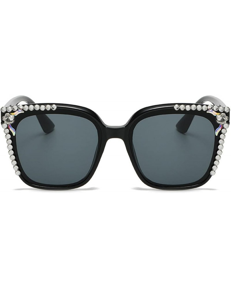 Square Rhinestone Sunglasses for Women Men Trendy diamond Sunglasses Luxury bling bling Party Sun Glasses Eyewear Black $11.0...