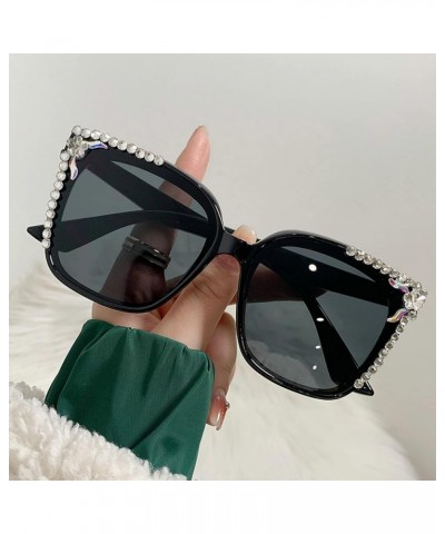 Square Rhinestone Sunglasses for Women Men Trendy diamond Sunglasses Luxury bling bling Party Sun Glasses Eyewear Black $11.0...