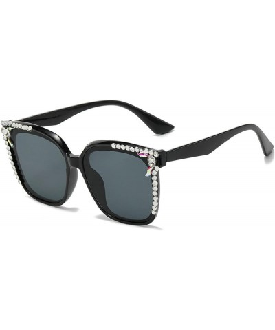 Square Rhinestone Sunglasses for Women Men Trendy diamond Sunglasses Luxury bling bling Party Sun Glasses Eyewear Black $11.0...