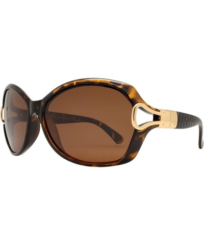 Women's Polarized Oval Butterfly Sunglasses with Metal Loop Temple Tortoise + Polarized Brown $10.82 Oval