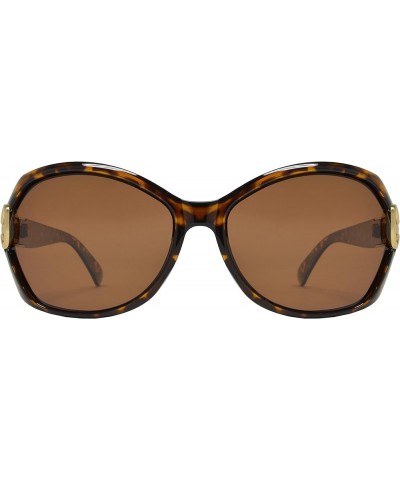 Women's Polarized Oval Butterfly Sunglasses with Metal Loop Temple Tortoise + Polarized Brown $10.82 Oval