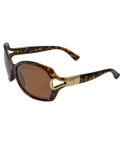 Women's Polarized Oval Butterfly Sunglasses with Metal Loop Temple Tortoise + Polarized Brown $10.82 Oval