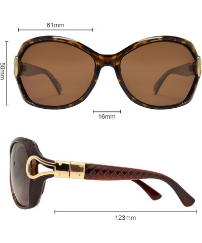 Women's Polarized Oval Butterfly Sunglasses with Metal Loop Temple Tortoise + Polarized Brown $10.82 Oval