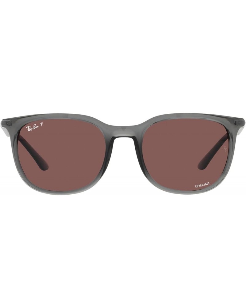 RB4386f Low Bridge Fit Square Sunglasses Transparent Green/Polarized Dark Violet $53.82 Square