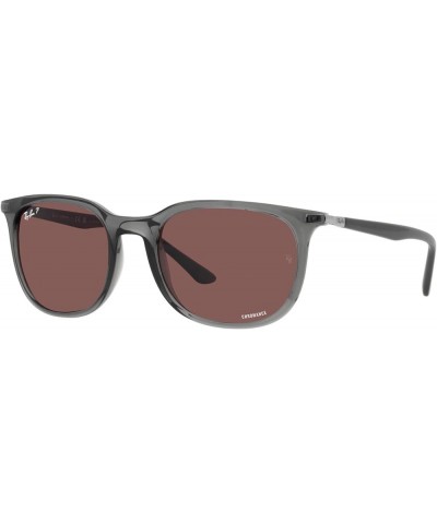 RB4386f Low Bridge Fit Square Sunglasses Transparent Green/Polarized Dark Violet $53.82 Square