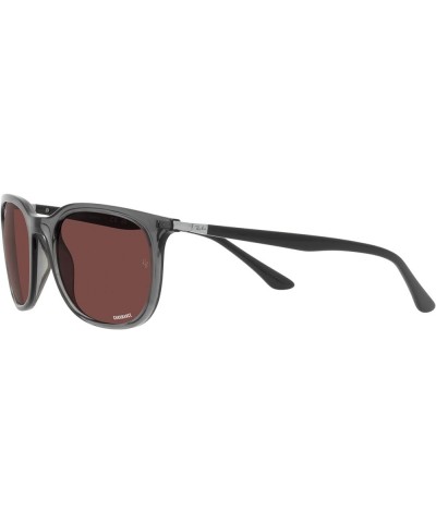 RB4386f Low Bridge Fit Square Sunglasses Transparent Green/Polarized Dark Violet $53.82 Square