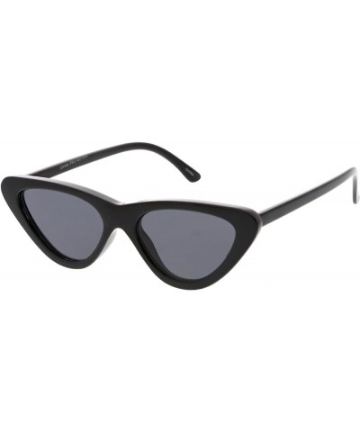 Women's Small Thick Neutral Colored Flat Lens Cat Eye Sunglasses 51mm C01 | Black / Smoke $9.71 Cat Eye