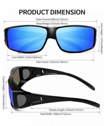 Sunglasses Fit Over Glasses, Polarized 100% UV Protection Wrap-around Sunglasses for Men & Women Driving A30 Glossy Black Fra...