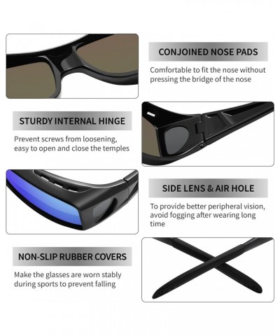 Sunglasses Fit Over Glasses, Polarized 100% UV Protection Wrap-around Sunglasses for Men & Women Driving A30 Glossy Black Fra...