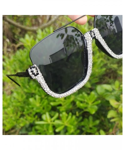 Double Bridge Diamond Oversized Rhinestone Pilot Sunglasses Women Men Fashion Sun Glasses Trendy One Piece Shades Black $10.1...