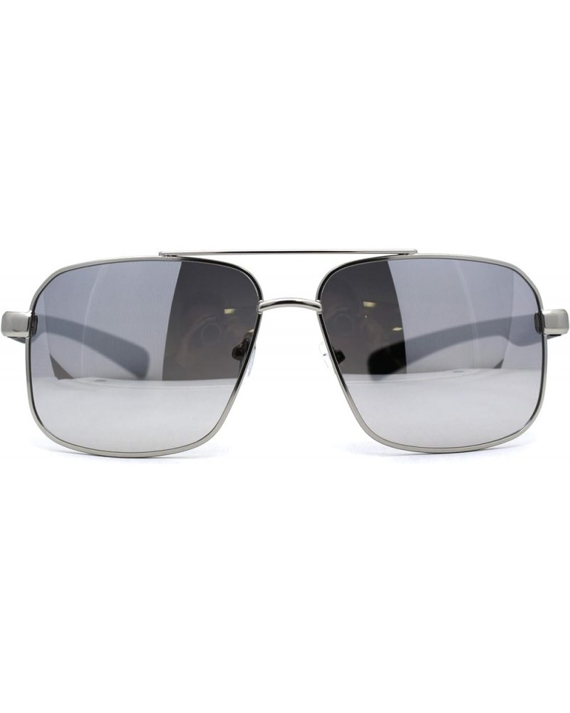 90s Mens Classic Rectangle Pilots Air Force Sunglasses Silver Mirror $9.51 Rectangular