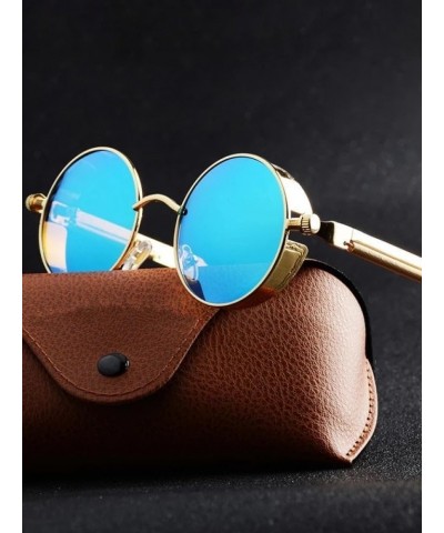 Men and Women Fashion Round Sun Glasses Gold Blue $7.94 Designer