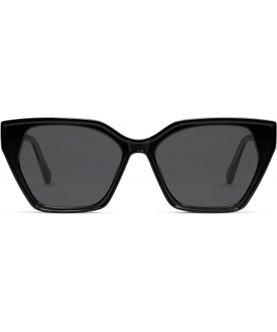 Trendy Square Sunglasses for Women,Womens Stylish Sun Glasses UV400 AM6632A Black Outside Crystal Inisde $11.12 Cat Eye