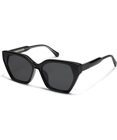 Trendy Square Sunglasses for Women,Womens Stylish Sun Glasses UV400 AM6632A Black Outside Crystal Inisde $11.12 Cat Eye