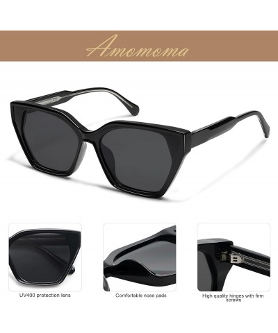 Trendy Square Sunglasses for Women,Womens Stylish Sun Glasses UV400 AM6632A Black Outside Crystal Inisde $11.12 Cat Eye