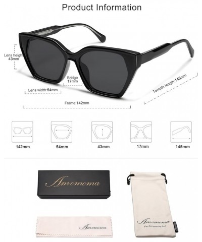 Trendy Square Sunglasses for Women,Womens Stylish Sun Glasses UV400 AM6632A Black Outside Crystal Inisde $11.12 Cat Eye