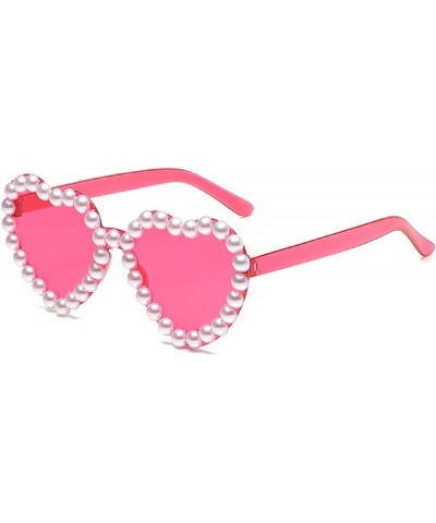 Cute Heart Shaped Sunglasses for Women Retro Vintage Bling Pearl Sunglasses Rave Party Sun Glasses Wedding Decor 2pc-green&ro...