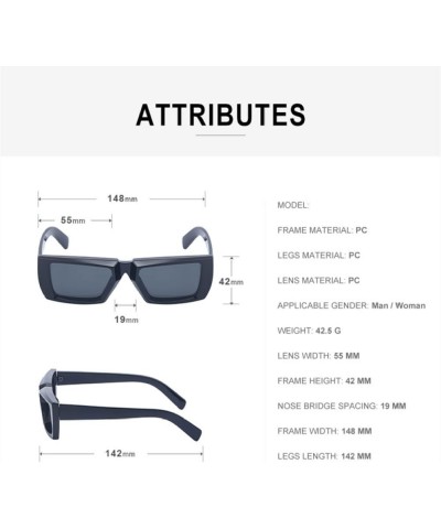 White Rectangular Sunglasses Women Punk Square Sun Glasses Men Shades C3 Douhau Tea $19.90 Rectangular