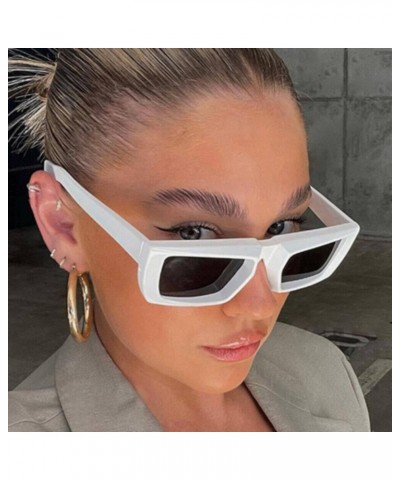 White Rectangular Sunglasses Women Punk Square Sun Glasses Men Shades C3 Douhau Tea $19.90 Rectangular