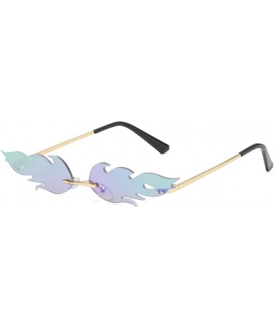 Fashion Flame Sunglasses Women Men Rimless Wave Eyewear Narrow Glasses Party Favors Photo Props Cosplay Costume Style 1 $6.90...