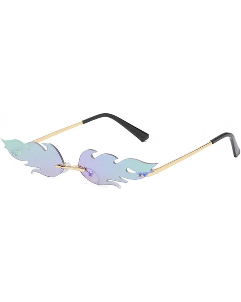 Fashion Flame Sunglasses Women Men Rimless Wave Eyewear Narrow Glasses Party Favors Photo Props Cosplay Costume Style 1 $6.90...