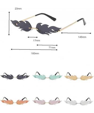 Fashion Flame Sunglasses Women Men Rimless Wave Eyewear Narrow Glasses Party Favors Photo Props Cosplay Costume Style 1 $6.90...