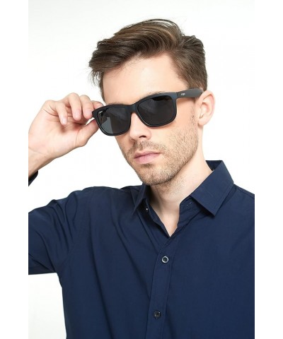 Polarized Sunglasses for Men and Women, XL Square Sun Glasses UV400 Protection RFS8201 Black Frame Black Lens $25.55 Square